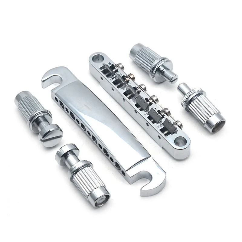 

12-String Electric Guitar Bridge Split Style Fixed Bridge Tailpiece 12-String Hardtail Bridge with Intonation Saddles