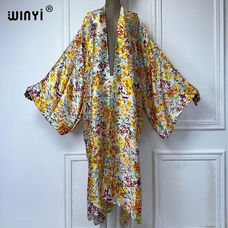 WINYI Women Bohemian Tie-dye print Elegant Casual dress African Cardigans Outerwear For Women Summer Sexy Lady Swimwear Kimonos