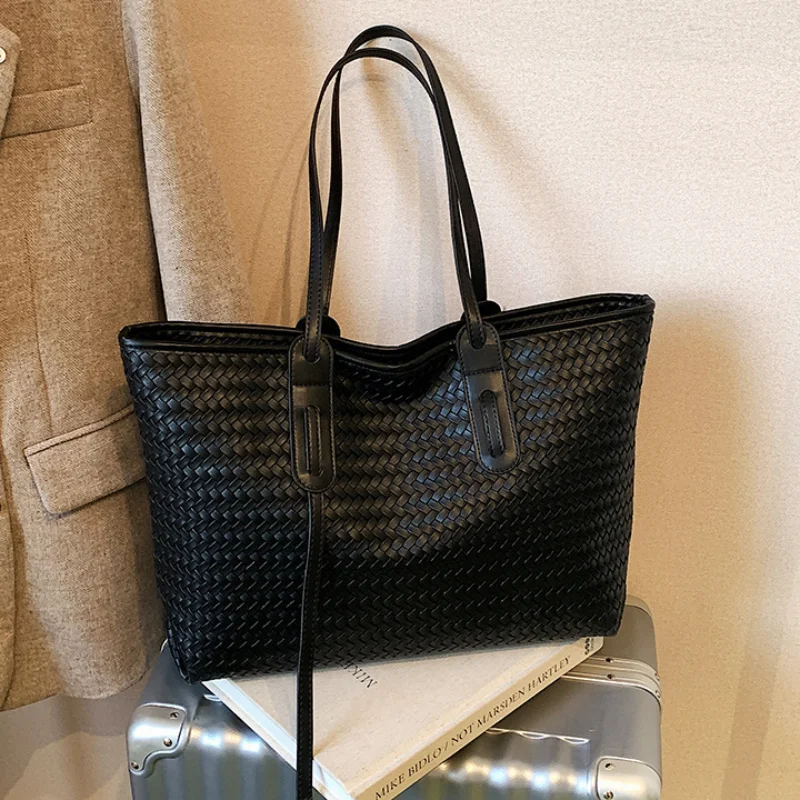 

Woven Top Handle Tote Bag Women's Large Capacity Simple Luxury Handbag Casual Shoulder Bag New Vacation Commuting Underarm Bag