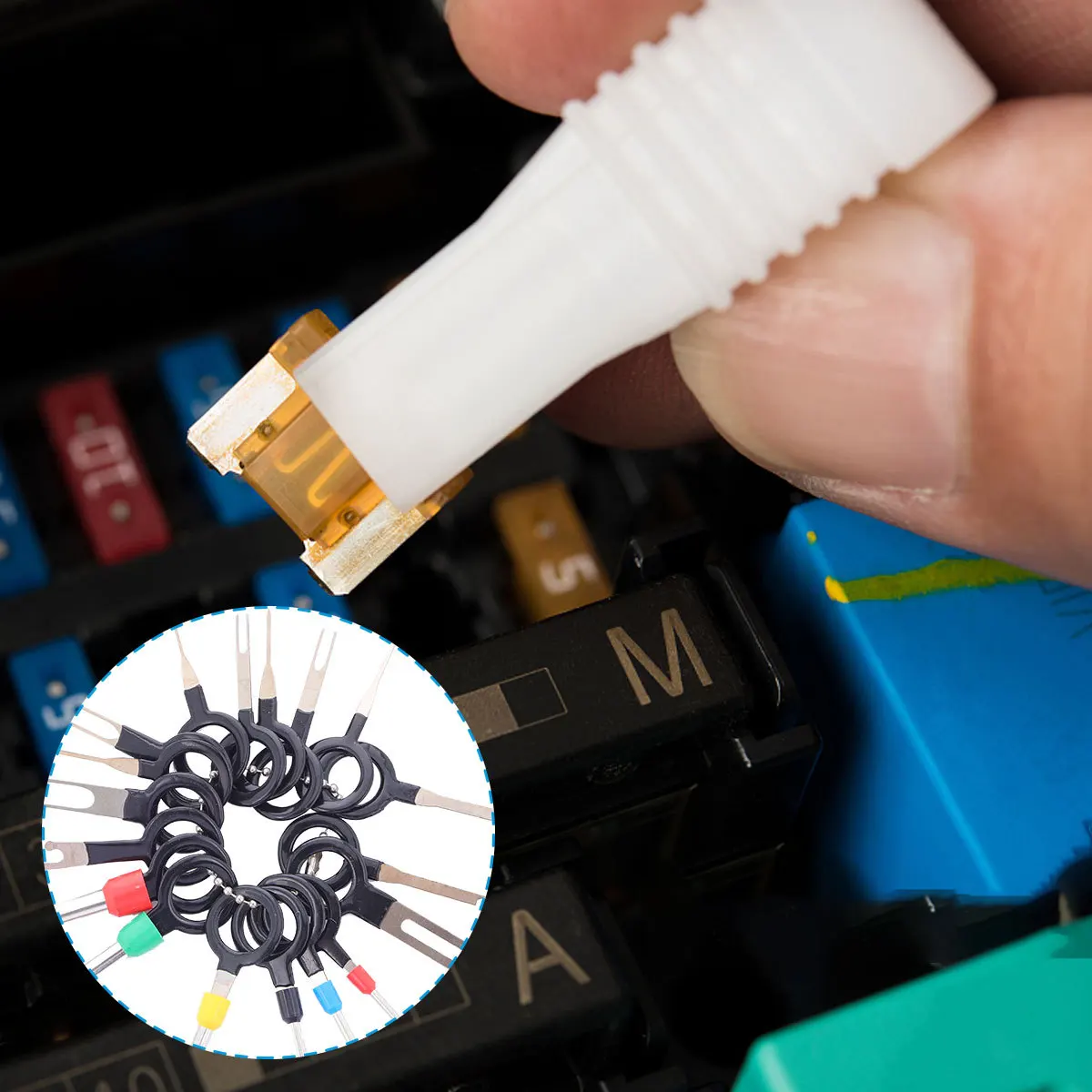 

1Set Wire Harness Terminal Extractor Tool Plastic Handle Steel Spring Car Connector Pin Puller Terminal Release Kit for Vehicle