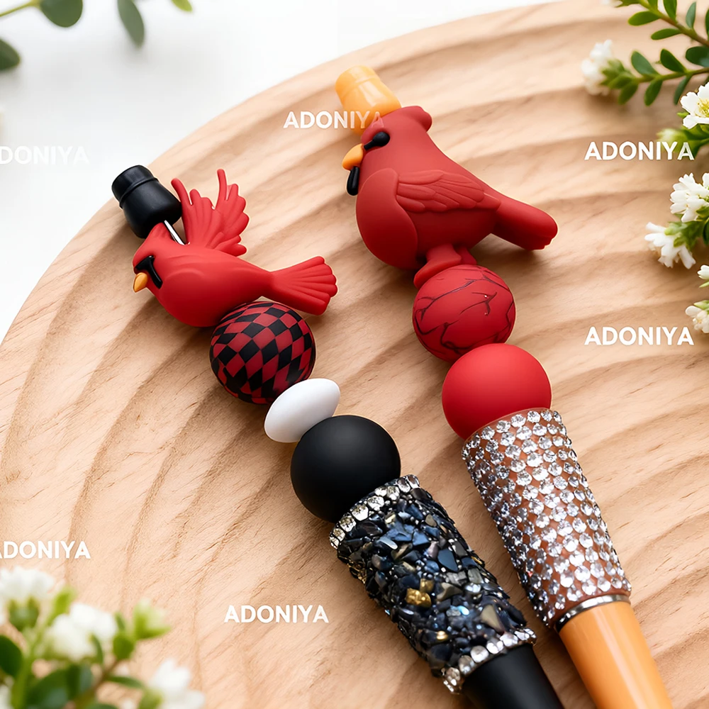 33/34-teiliges Set aus Silikonperlen der Red Bird Serie für DIY-Halsketten, Armbänder, Dekorationen, Stifte, Schmuckanhänger usw. Geburtstagsgeschenk für die Feiertage – Detail 6