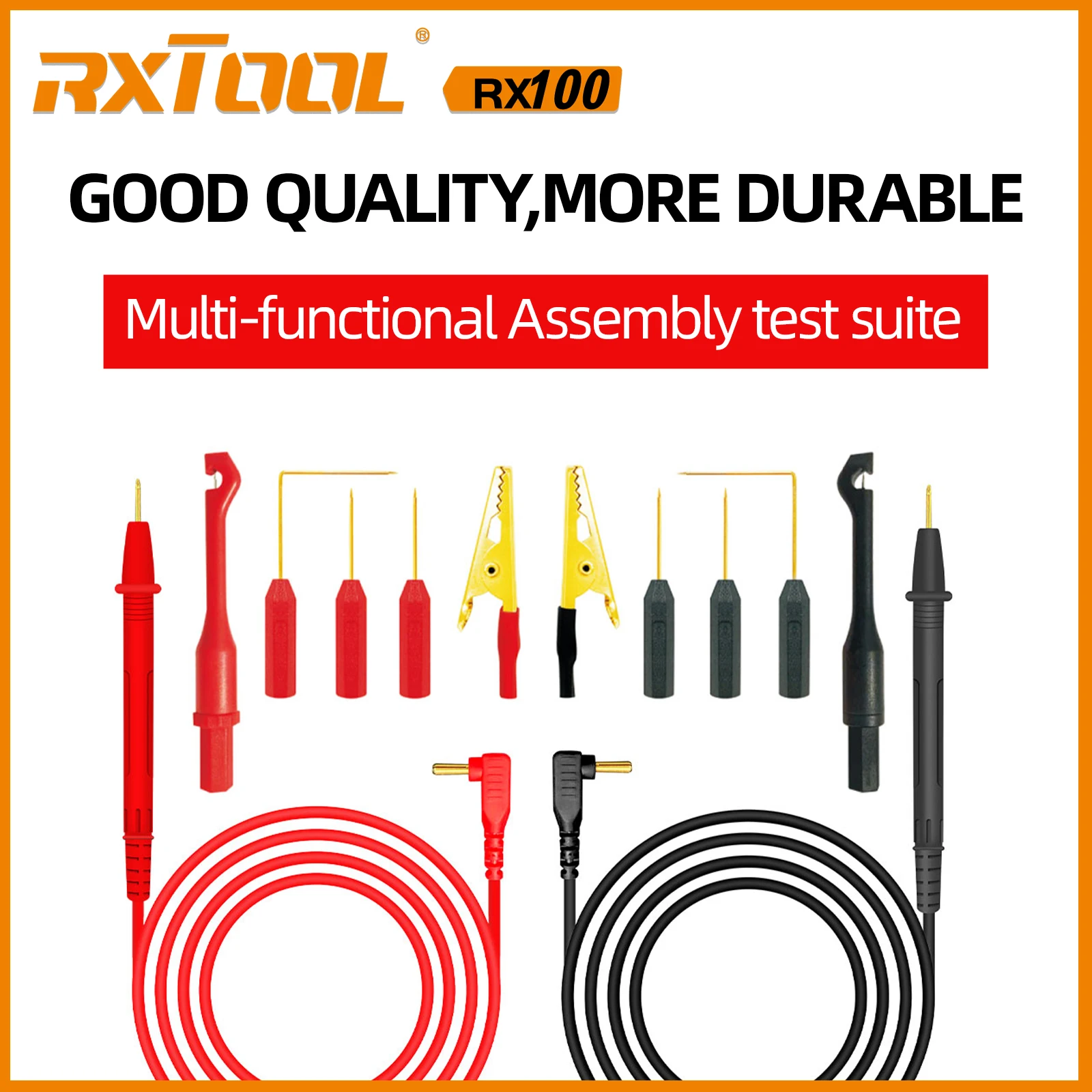 

RXTOOL 16 in1 Functional Multimeter Gold Plate Test Probes AC/DC Universal Test Leads Kit Detachable Lines