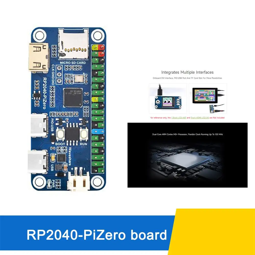 Para placa de desarrollo Raspberry Pi PICO RP2040-PiZero basada en RP2040 Compatible con la interfaz Raspberry Pi GPIO