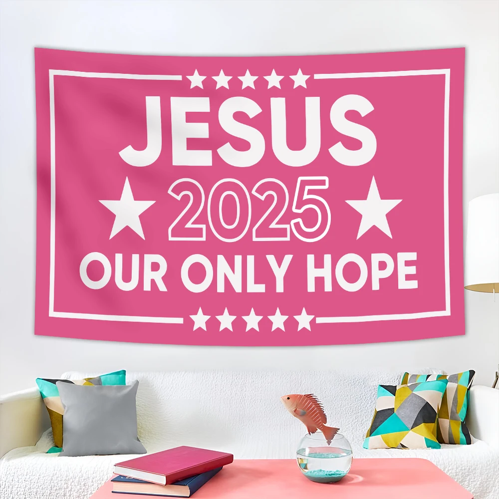 90X150CM 2025 Jesus Flag Christian Flag Only Jesus Can Make America Great  Again Room Decor Home Decor Outdoor Decor