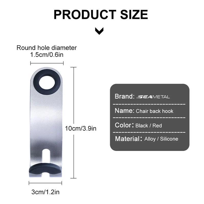 SEAMETAL Car Hook Seat Back Hanging Hooks Universal Auto Headrest Storage Hook For Back Seats Organizer Alloy Hook Accessories