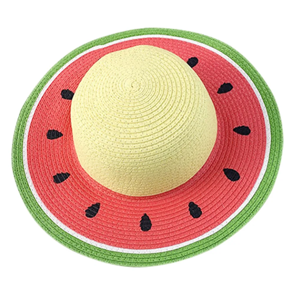 

Summer Watermelon Kids Sun Hat Outdoor Straw Bucket Hats Straw Bucket Hats Women Girls Beach Travel Lightweight Foldable Party