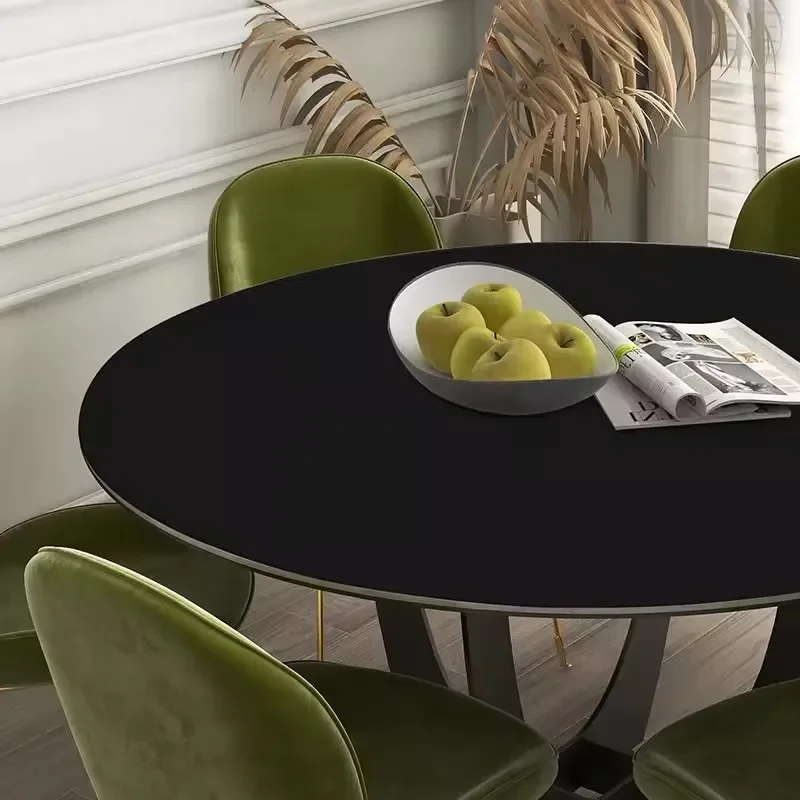 Solid Color Leather Round Tablecloth Waterproof Oilproof Heat-Resistant Table Mat Odorless Party Wedding Table Deco Cover Pad