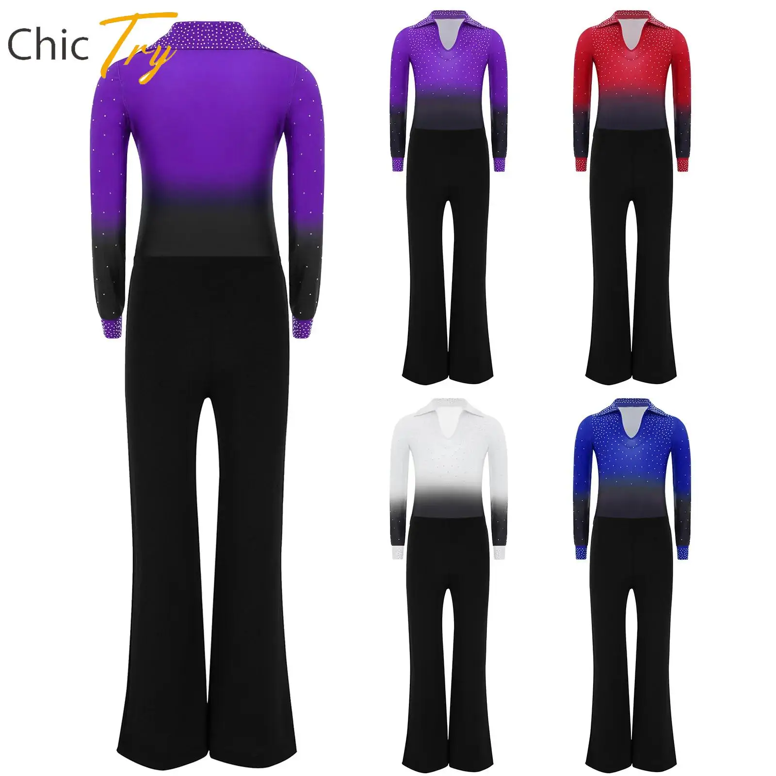 2Pcs Kinder Jungen Langarm Ballett Latin Dance Sets Gymnastik Eiskunstlauf Leistung Outfit Strass Trikot + Hosen Sets