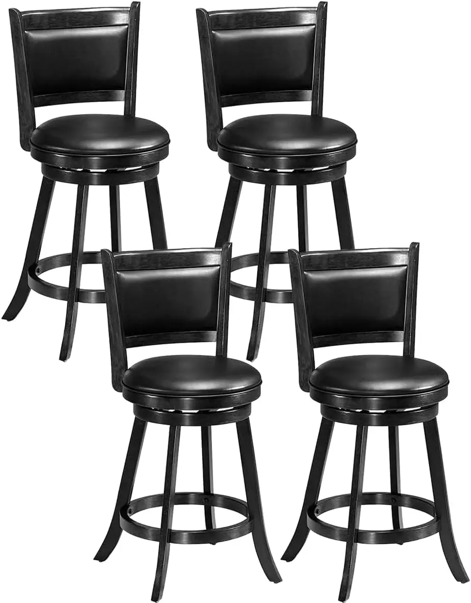 

Барные стулья с поворотным механизмом, 24 дюйма, из каучукового дерева, черные, набор из 4 шт., на заказ