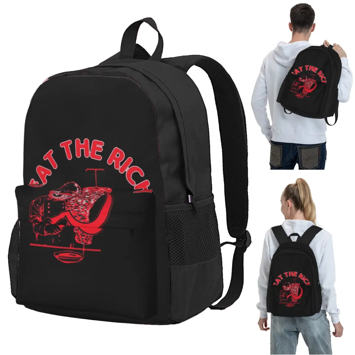 Eat The Rich Doner Dner Kebab Karl Marx Socialist Hasan Piker Backpack Student BookBag Children School Bag Computer