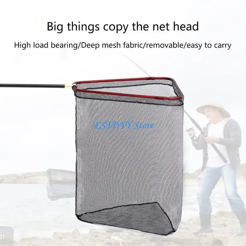 

G6DE Removable Fishing Landing Net Heads Foldable Replacement Net Triangular Fly Fishing Hand Net Head Fishing Dip Net Head