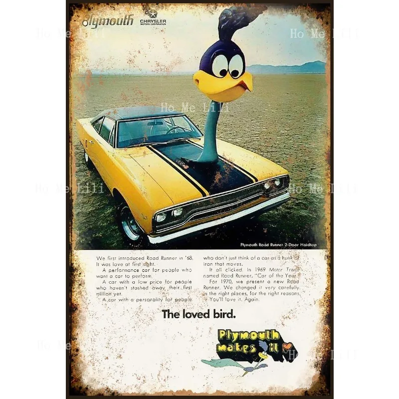 1970-Plymouth Road Runner, винтажная рекламная печать журнала на металлическом вывеске, новинка