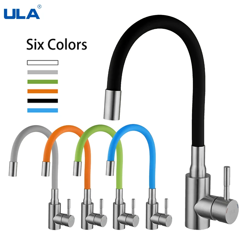 ULA Colorful Hose Kitchen Faucet Black Chrome Kitchen Hot Cold Water Mixer Tap Sink Faucet for Kitchen Stainless Steel