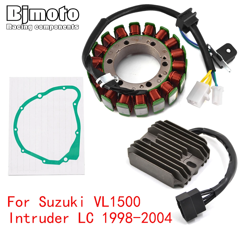 VL1500 2004 VL 1500 Engine Stator Coil+Voltage Regulator rectifier For Suzuki VL1500 Intruder LC 1998-2003 With Gasket