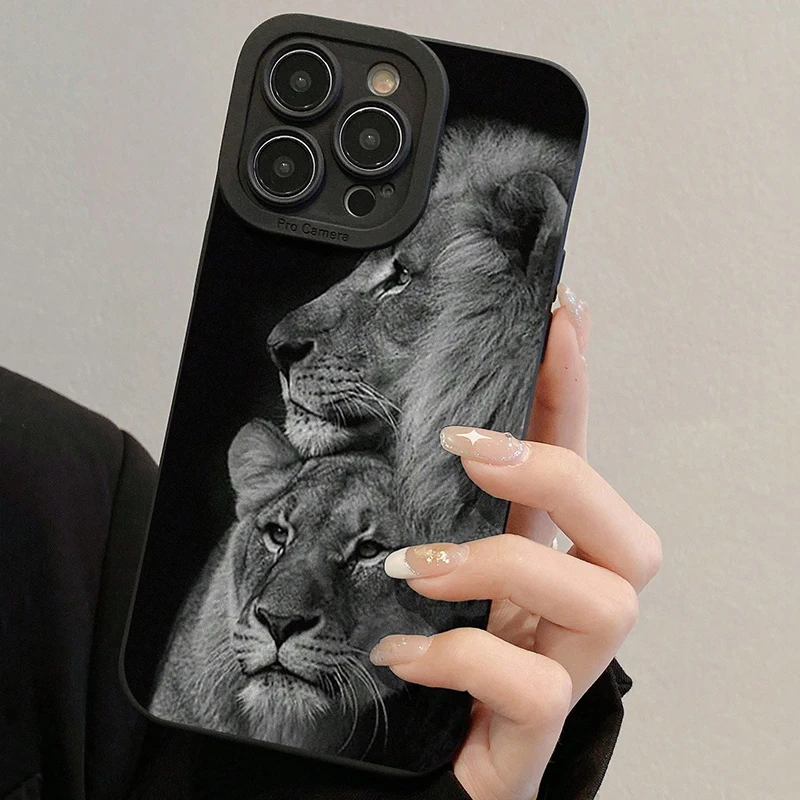 Funda de teléfono con estampado de León colorido detallada y perforada para iPhone 17 16 15 14 Pro Max 13 12 11 XS X XR 7 8 Plus 16E 17 Air Cover
