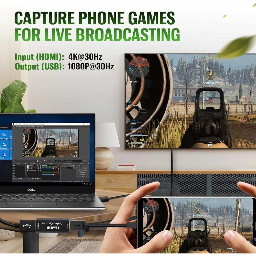 4K HDMI-compatible Video Capture Card Game Grabber Box for PS4 DVD Camera PC Recording Live Streaming Recorder USB 2.0 Adapter
