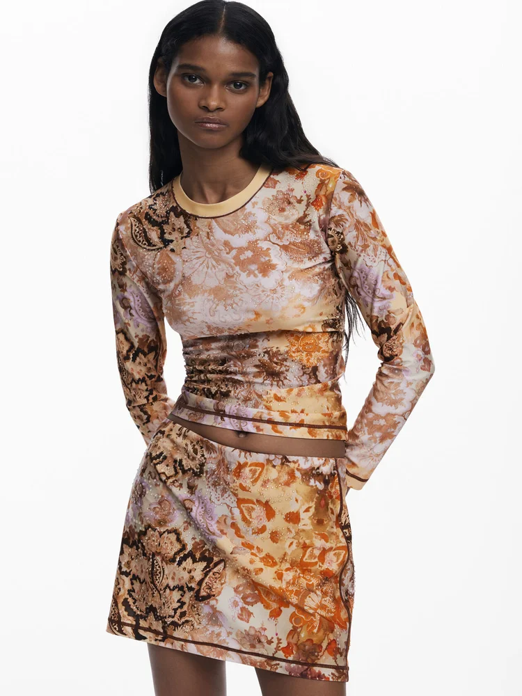 

Женская толстовка с капюшоном из полиэстера Manna Pure Baroque Print Long Sve round Ne Waterdrop со стразами Faion Commute Sle...