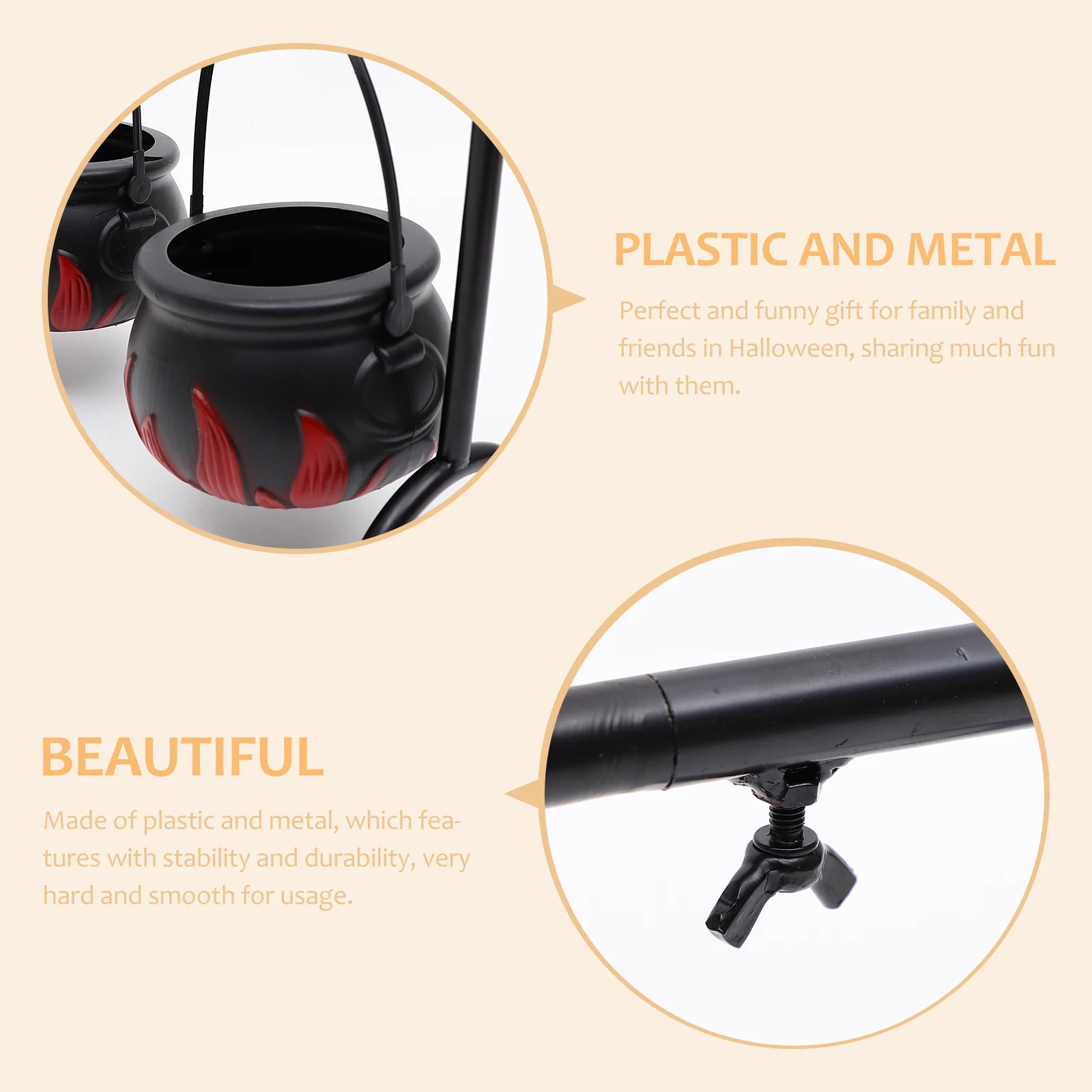 

1Set Halloween Candy Bucket Witch Cauldron Kettle Decorative Reusable Candy Holder Party Treat Bucket Lightweight Portable