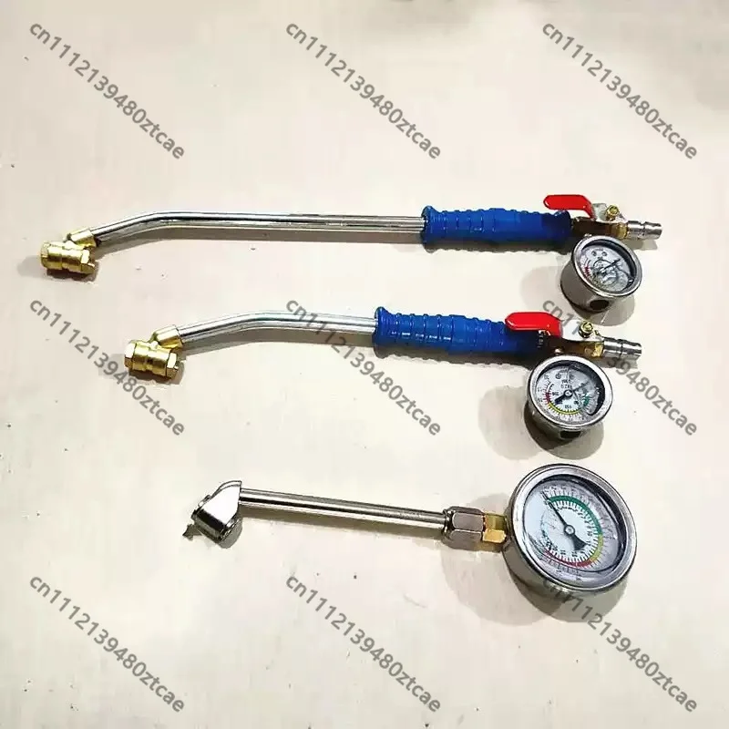 Bent Dual Head Tyre Inflation Chuck With Gauge Air Nozzle Switch For Vehicle Tire Inflator Hose Replacement Parts