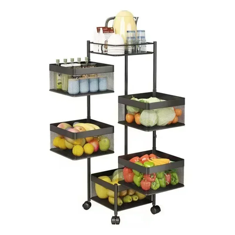 Kitchen Free Storage Rack, Living Room Multifunctional Rotating Storage Rack, Household Multi-layer Movable Storage Basket