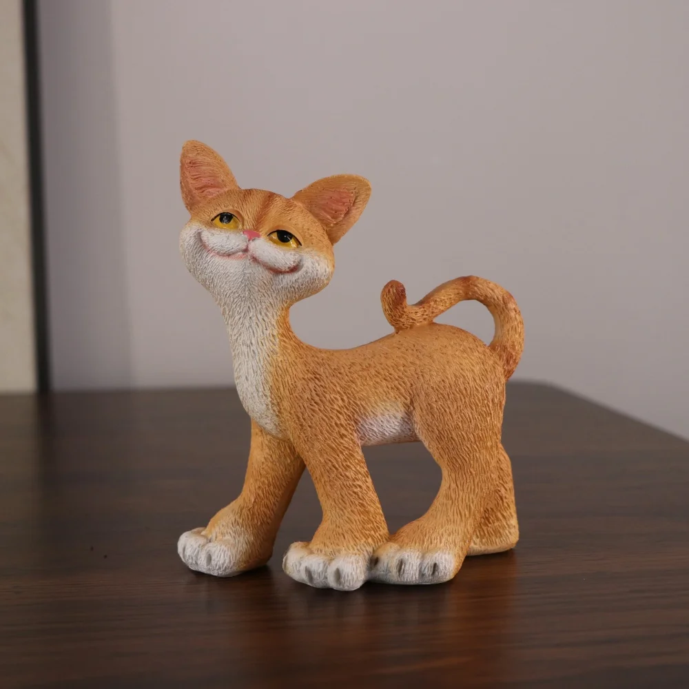 Niedliche Katzenfigur, realistisches Tiermodell, Glückskatzen-Statue aus Kunstharz, Dekoration für Wohnzimmer, Schreibtisch, Geschenk für Kinder – Detail 5
