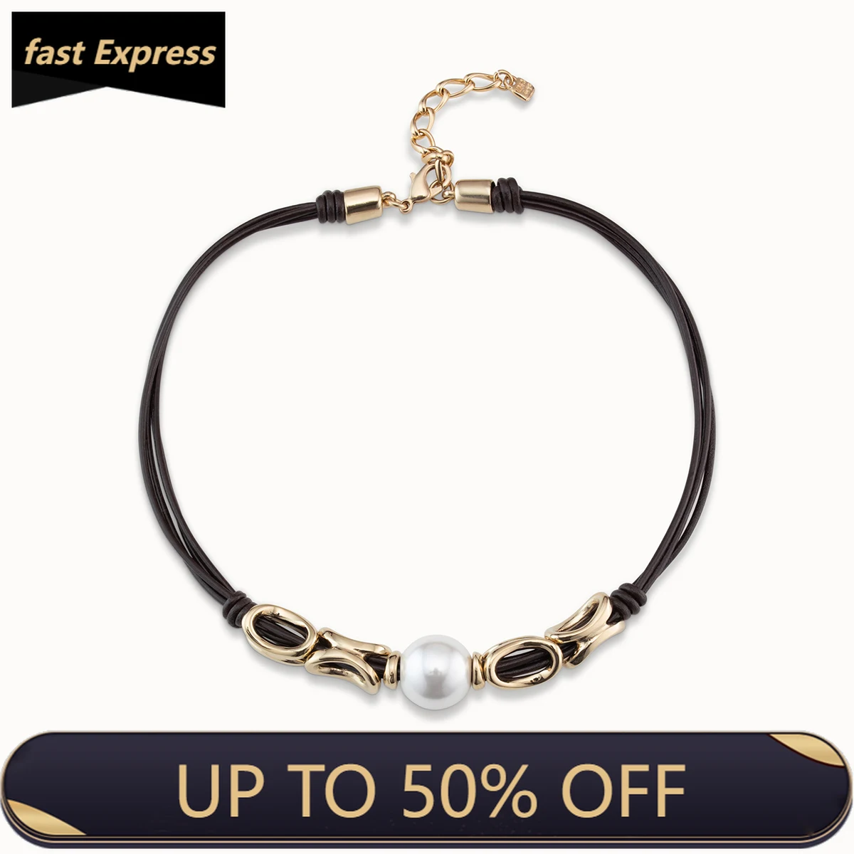 

2024 Creative Design Spain UNO de50 Jewelry Fashionable Elegant niche Pearl Leather Rope Necklace Women's High Quality Gift