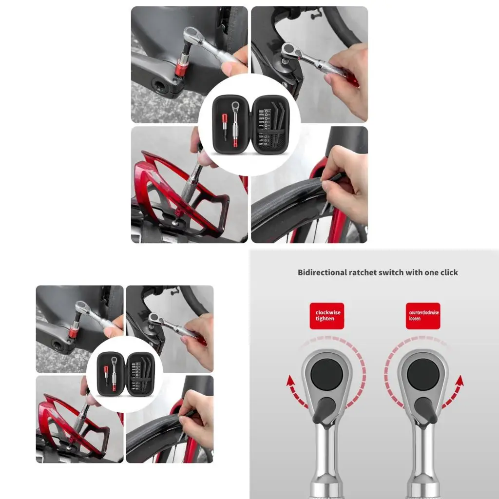 

Portable 14Pcs Bicycles Maintenance Tool Multifunction Repair Ratchet Handle Wrench Tire Levers Included