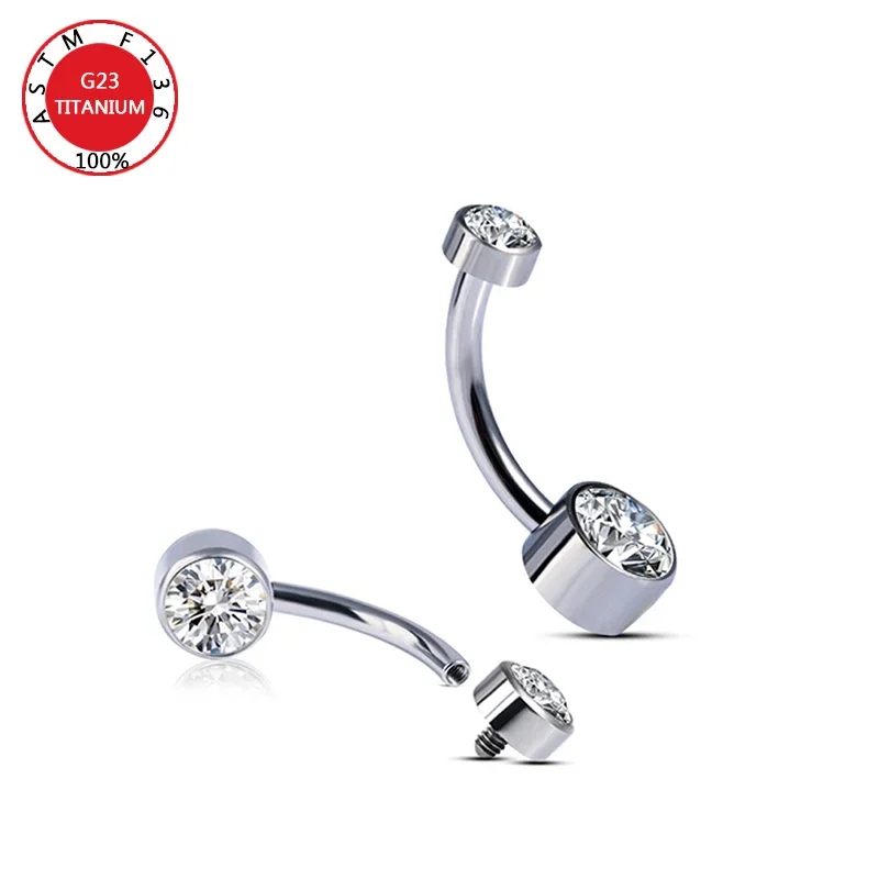 G23 Titanium Premium Gem Stone Belly Button Rings Body Piercing Jewellery 14G Navel Piercing Ring Jewelry for Women Wholesale