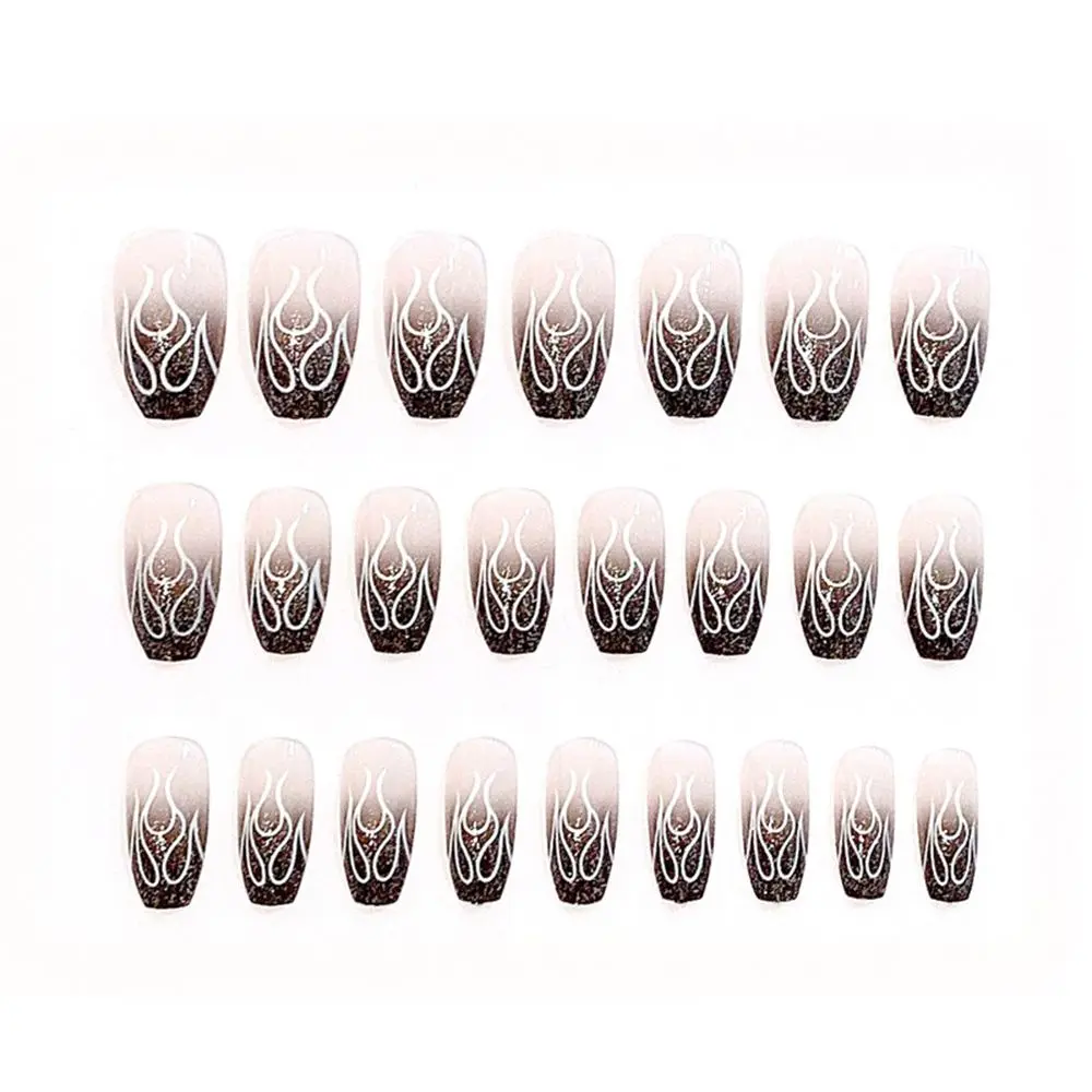 

24pcs/Box Detachable Artificial Manicure Tool Nail Tips Flame Ballerina False Nails Fake Nails Wearable