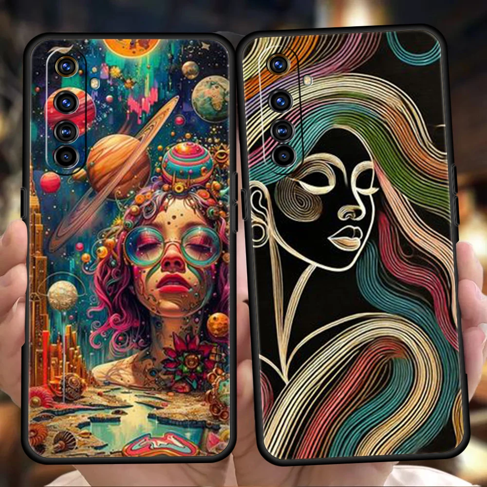 Creative Face Phone Case For Oppo A3S A15 A17 A31 A95 Find X5 X6 Pro A54 A53 A52 Reno 6 7 8 SE Z Pro 5G Silicone Cover Funda Bag