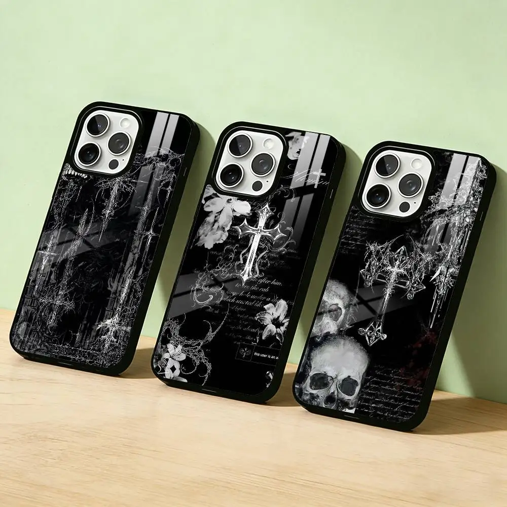 

AAA Gothic Style Case Phone Case For iPhone 17 16 15 14 13 12 11 Pro Max Plus Silver Matte Black Cover