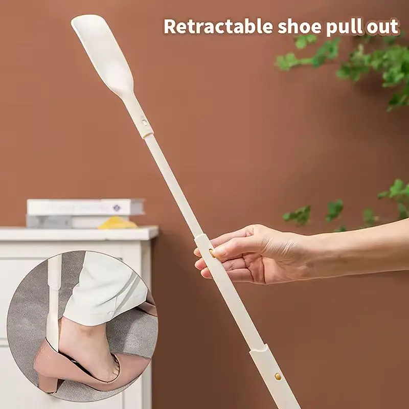 Telescopic Adjustable Length Shoe Horn Extendable Long Handle Shoehorn Stretchable Shoe Extractor Without Bending Over Wall