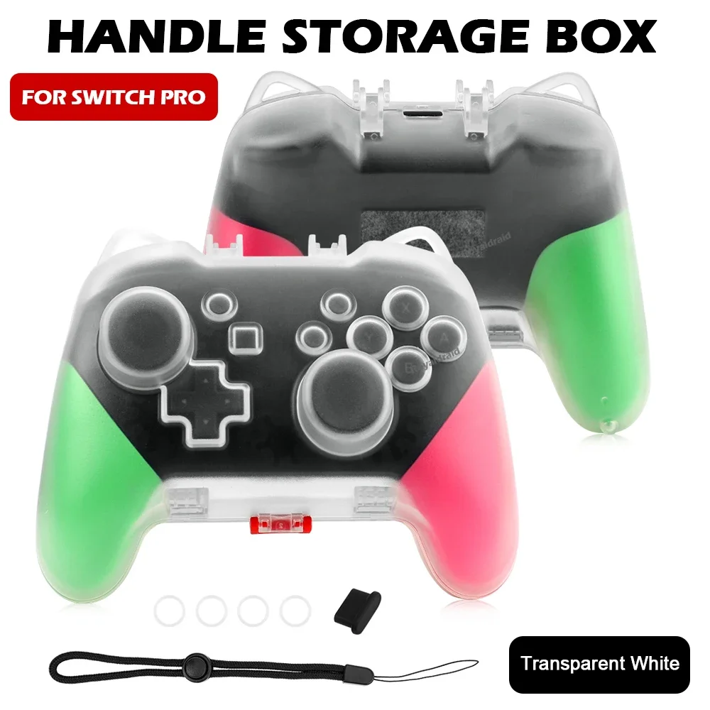 NEW Transparent Clear Crystal Case Controller Protective Cover Handle Shell with charging port For Switch Pro Controller
