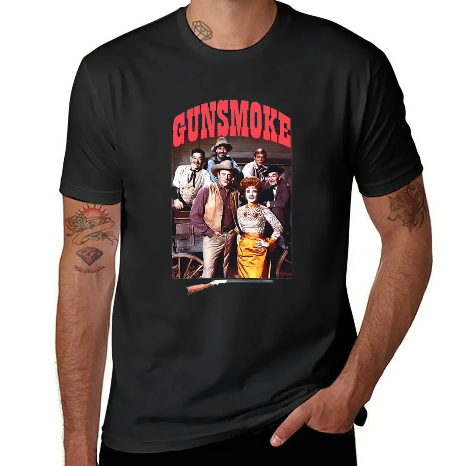 Cast of Gunsmoke Mat Dillon and Kitty, Doc and Festus T-Shirt graphic t shirt vintage mens big and tall t shirts