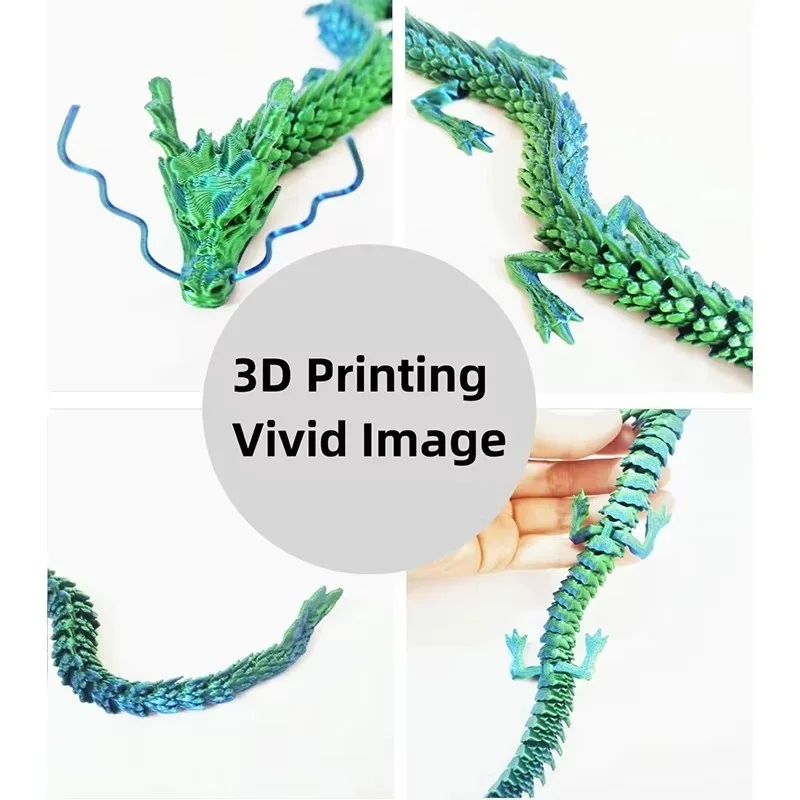 3D Printed Dragon Flexible Movable Dragons Rotatable Articulated Dragons Ornaments Home Office Desktop Craft Ornament