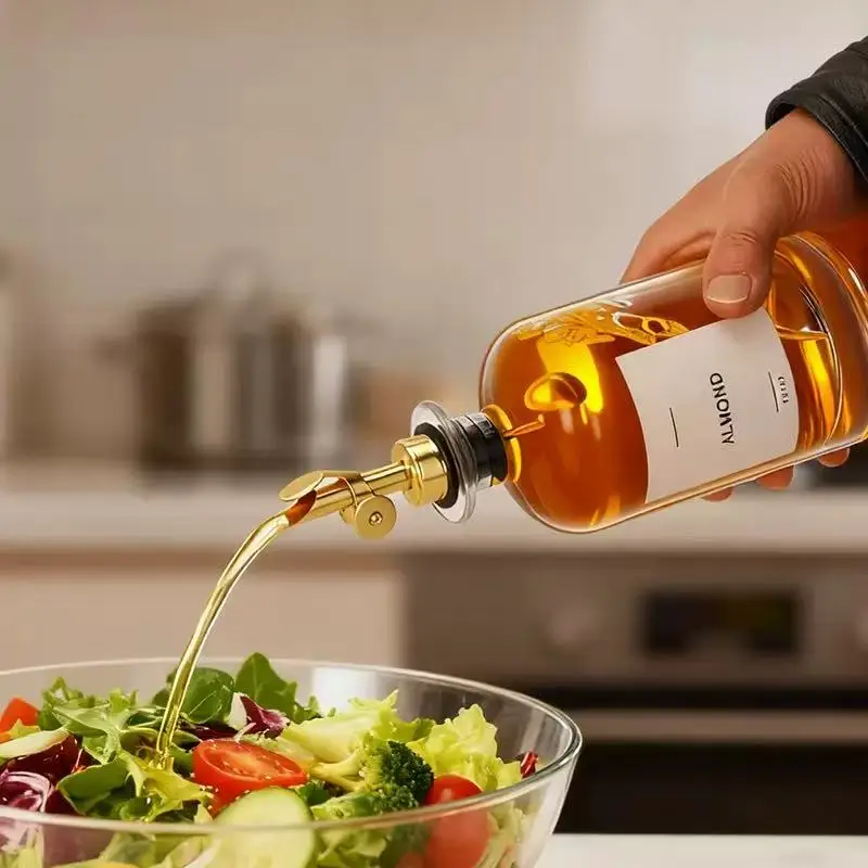Recipiente de Armazenamento de Óleo Livre de BPA em Vidro 350/500ML, Garrafa de Óleo Doméstica Azul Americana com Estampa, Acessórios de Cozinha para Óleo e Vinagre