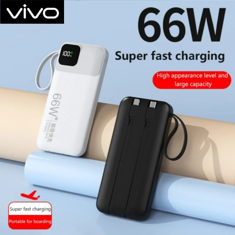 VIVO 50000mAh PowerBank 66W Portable Fast Charge External Battery High Capacity With Cable For Iphone Xiaomi Backup Battery