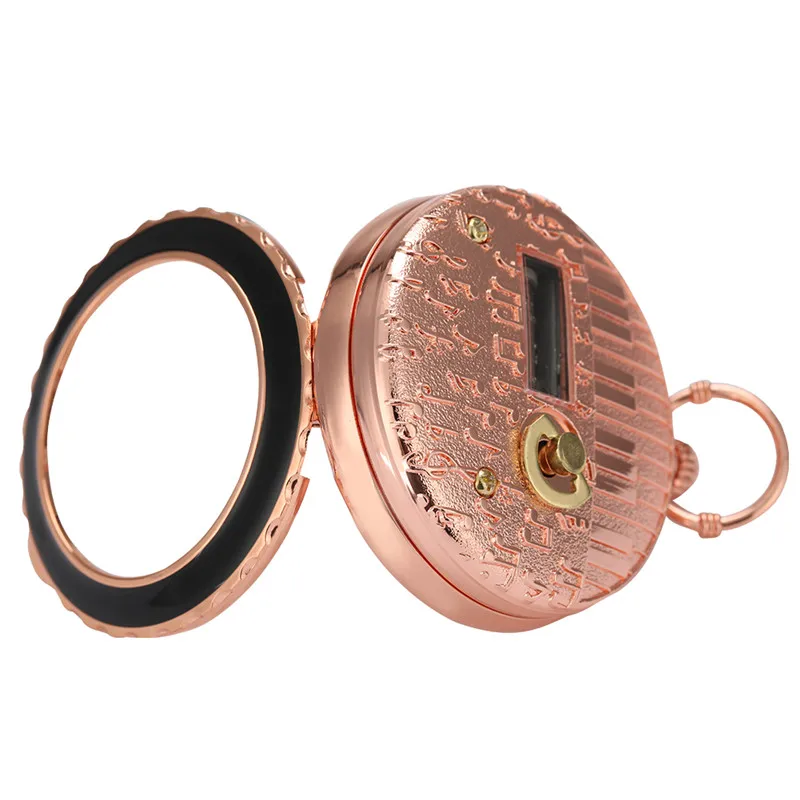 Novel Rose Gold Merry Christamas Musical Pocket Watch FOB Clock Quartz Movement Men Women Pendant Chain Watches Luminous Hands