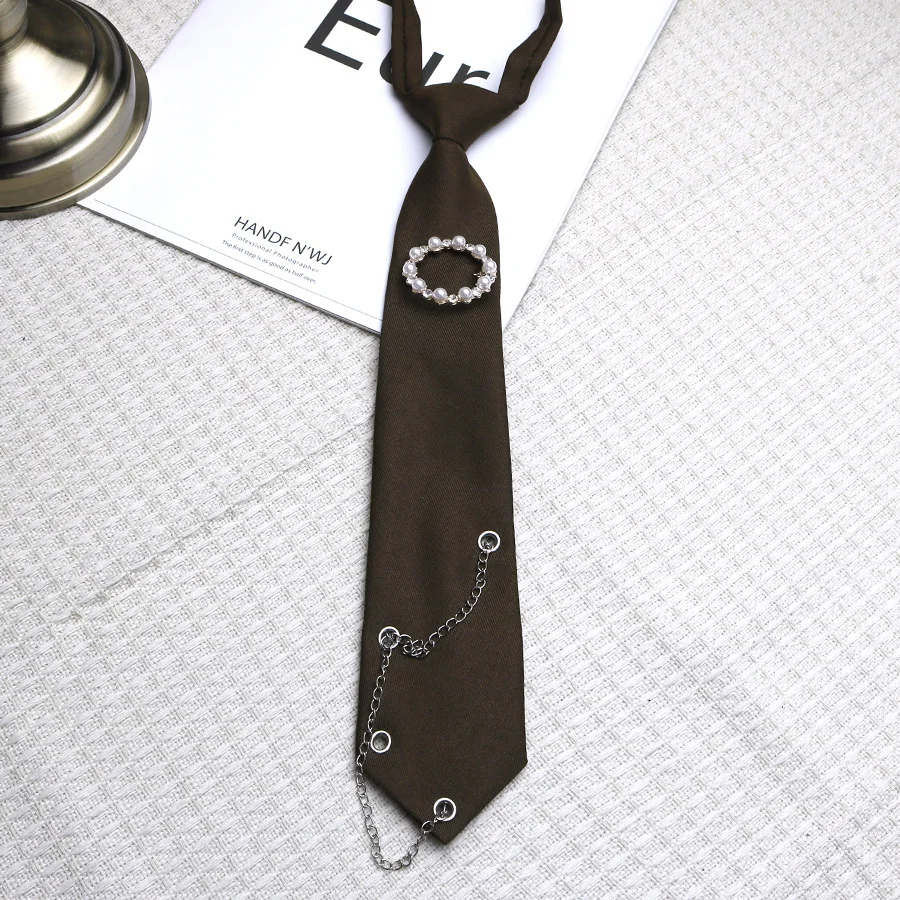 Chain Pearl Decoration No Need To Tie Tie By Hand Girls JK College Style Simple and Fashionable Versatile Shirt Accessories