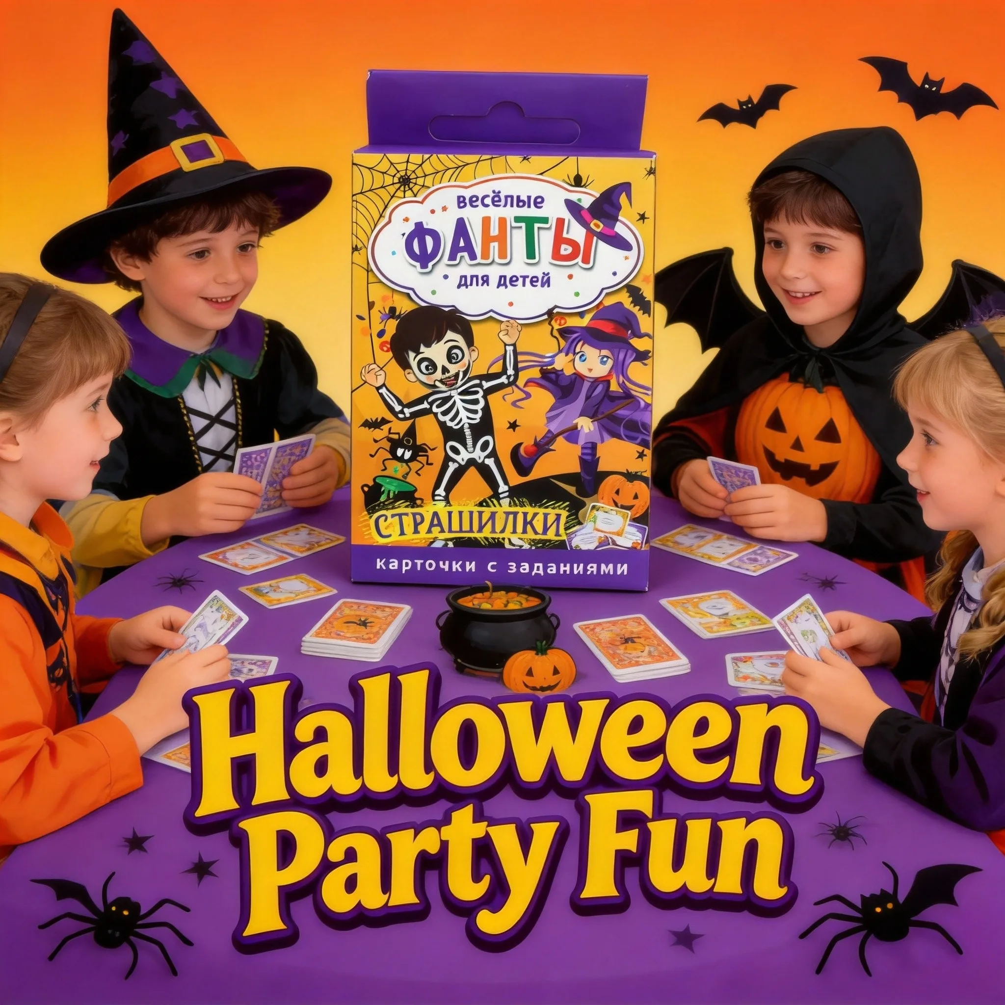 

Карточки с жуткими заданиями на Хэллоуин – веселое развлечение для детских вечеринок с более чем 100 забавными испытаниями, идеально подходят для праздников с вымпелами и конфетами.