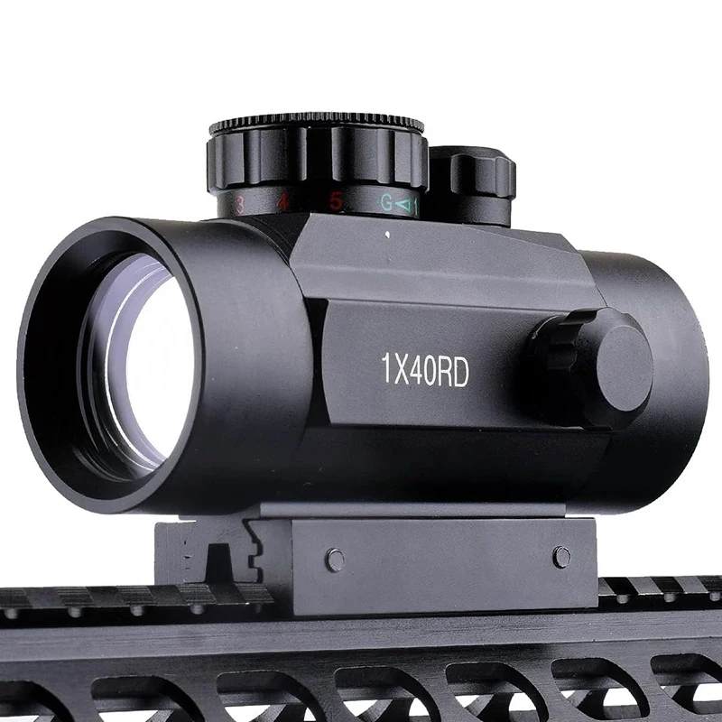 1x40 Hunting Reflex Red Green Dot Sight Adjustable Brightness Reflex Sights Tactica Riflescope with Free 11mm & 20mm Mount Rails