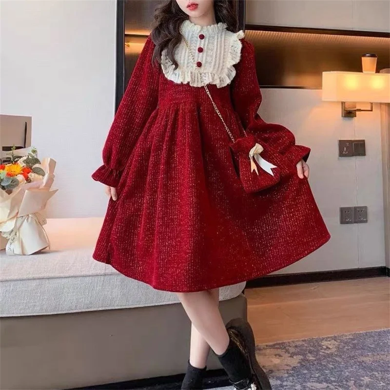 Girls Dress Autumn Winter Princess Birthday Wedding Party Gown New Children\'s Fashion Vestidos Kids Sweet Clothing 3-10 Years