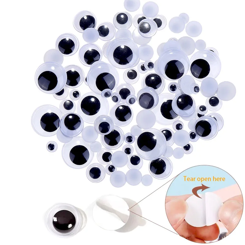 

50/100pcs DIY Movable Eyes Simulation Eyeball Black White Color Self-Adhesive Doll Eye Kindergarten Children Craft Supplies