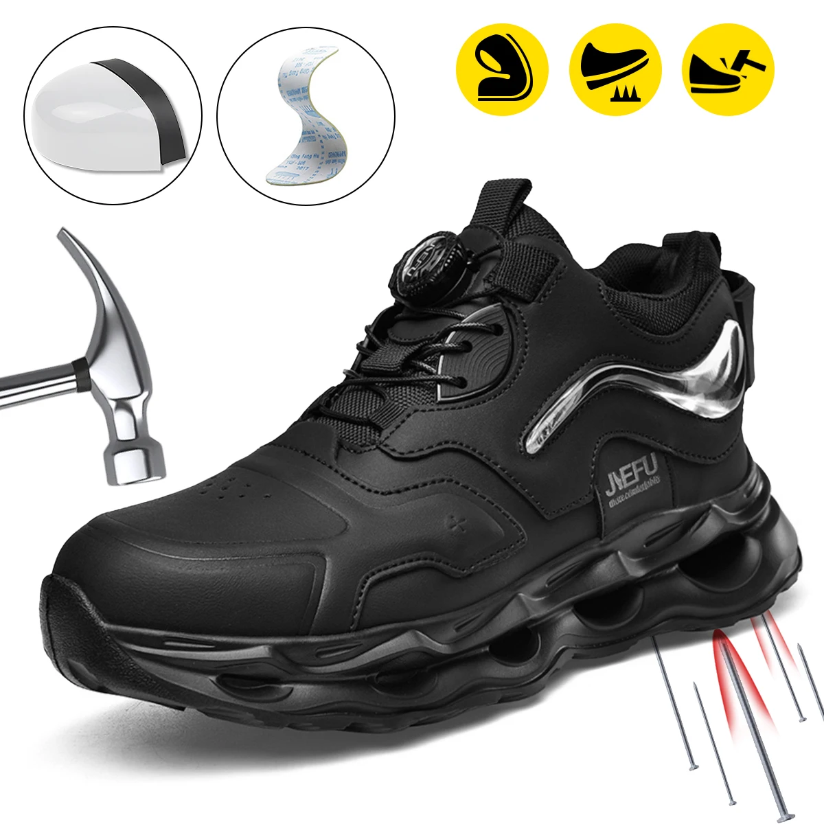 

Men's safety shoes with rotating buttons, puncture-proof and smash-proof work shoes, suitable for outdoor work protective shoes