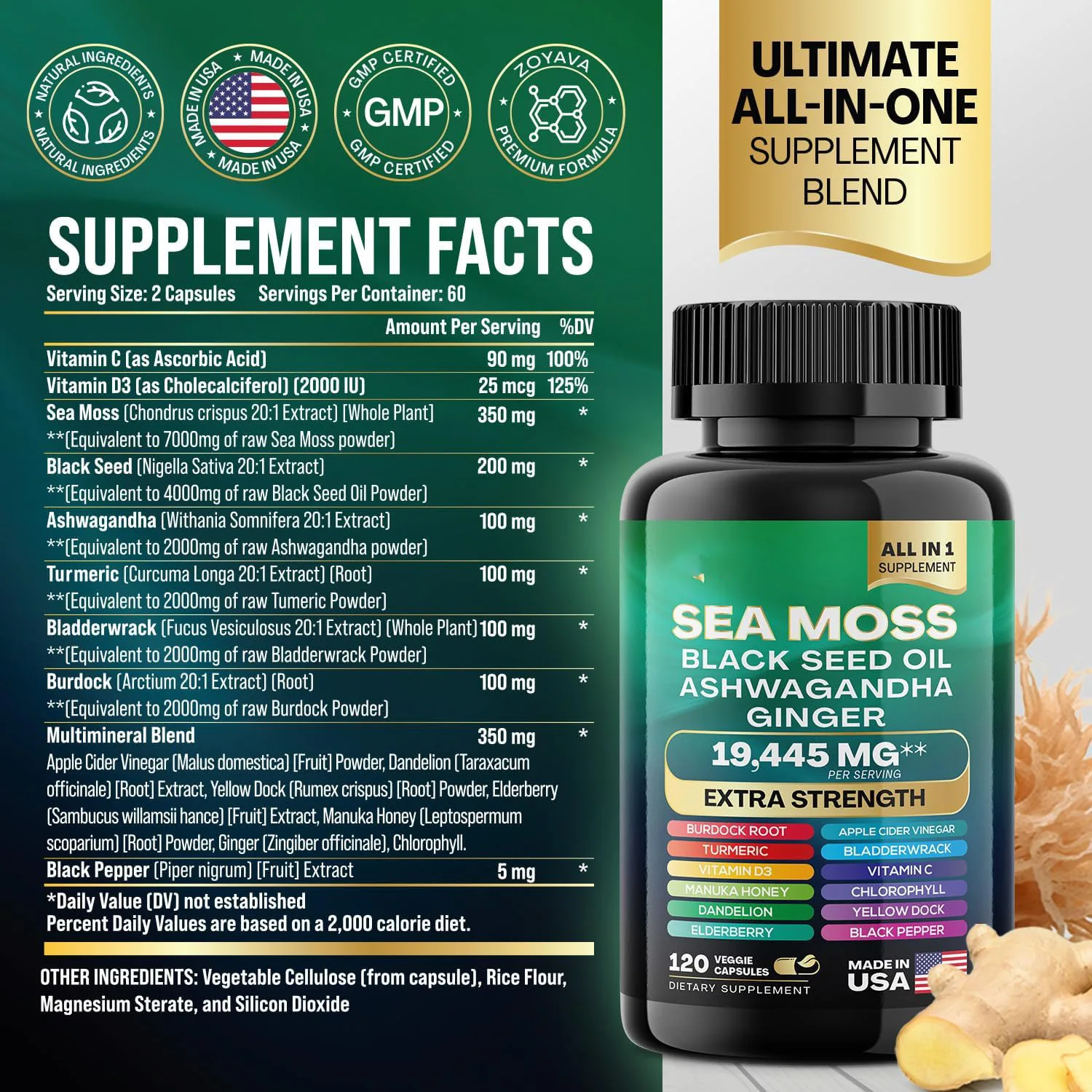 1 bottle Sea Moss Gummy 60 capsules