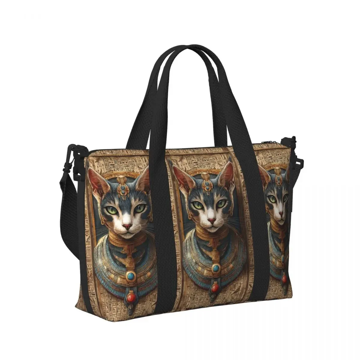 

Egyptian Cat Egypt Hieroglyphic Beach Travel Bag Large Capacity Tote Bags for Gym Yoga Women Shopping Duffle Shoulder Bag