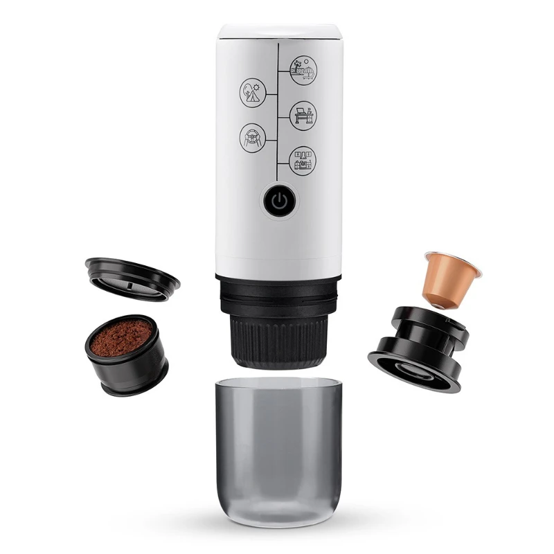 

Wireless charging 2-in-1 outdoor portable espresso machine with powder