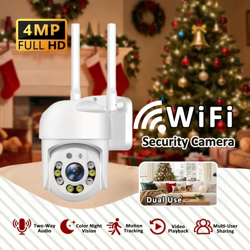 

Wi-Fi камера для домашней безопасности, с крепежными наклейками, ночным видением в цвете с использованием ИИ и функцией обнаружения людей и движения