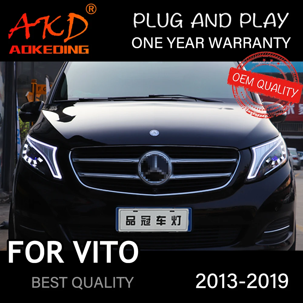 

Фары для Benz Vito 2013-2019, автомобильные светодиодные фары DRL Hella 5, ксеноновые линзы Hid H7, автомобильные аксессуары W447