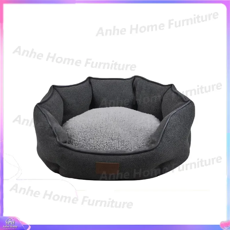 Luxury Large Dog Bed Washable Artificial Fur Breathable Pet Sofa Cushion Solid Color Non Removable Cover BSCI Certified Multi
